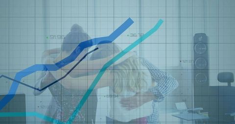 Innovative team collaboration with data-driven insights in office