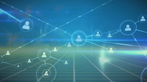 Futuristic Digital Network Connections with Data Visualization