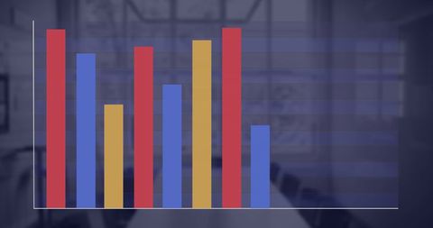 Abstract Financial Bar Graph Overlaid on Modern Office Setting - Download Free Stock Images Pikwizard.com
