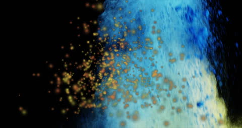 Colorful Light Spots and Smoke Trails on Black Background