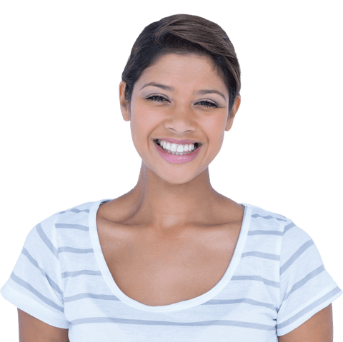 cheerful woman smiling in striped shirt with transparent background - Download Free Stock Videos Pikwizard.com
