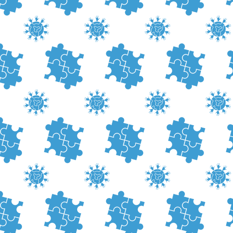 Combining puzzle piece and circle motifs, this digital illustration on a transparent background offers versatility in design applications. Ideal for websites, creative projects, or printed materials where you need a pattern or decorative element with overlays. The transparent background ensures easy adaptation across diverse media needing repetitive designs.