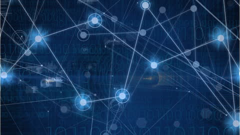 Animated Network Connections on Digital Interface Background