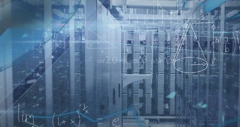 Mathematical Equations Overlaying High-Tech Server Room - Download Free Stock Images Pikwizard.com