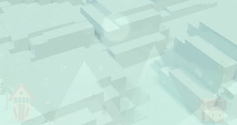 Festive Geometric Animation with Christmas Trees in Winter Theme