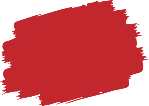 Bold red paint brush stroke on transparent canvas