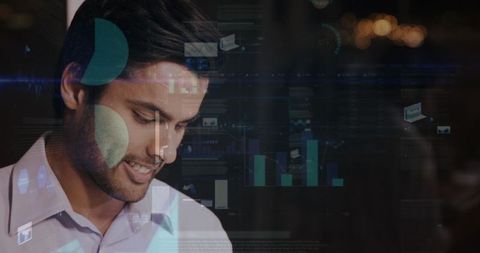 Entrepreneur analyzing financial analytics for business growth