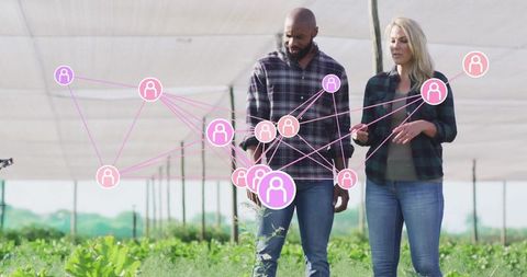 Farm experts brainstorming future tech in sustainable agriculture