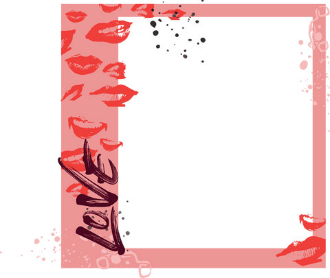 feminine graphic frame with lipstick kisses and love lettering on transparent background - Download Free Stock Videos Pikwizard.com