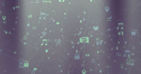 Abstract Digital Network with Floating Icons - Download Free Stock Images Pikwizard.com