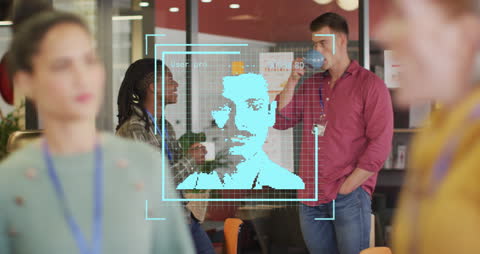 Diverse Office Team Collaborating with Digital Overlay and NFC