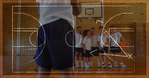 Young Children Practicing Basketball with Strategy Overlay - Download Free Stock Images Pikwizard.com