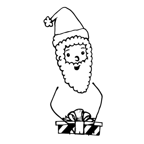 Transparent santa claus in black silhouette for christmas celebration