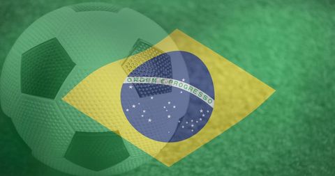 Brazilian Flag Design Overlay on Football Stadium View