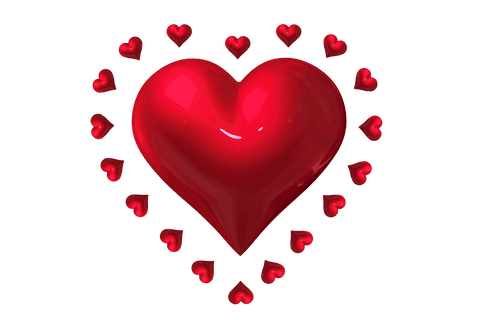 shiny red heart surrounded by smaller hearts on transparent background - Download Free Stock Videos Pikwizard.com