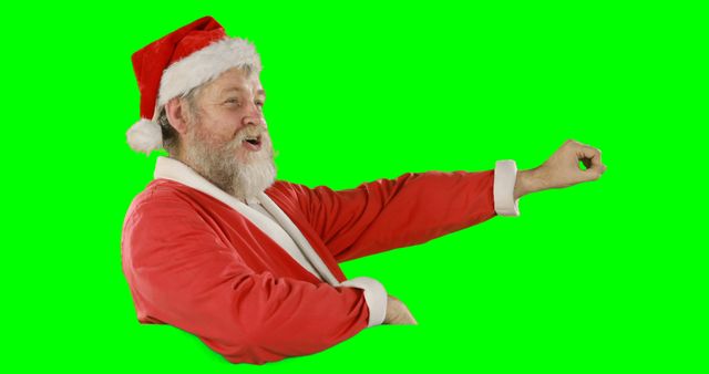 Excited Santa Claus Making Fist Pump Gesture on Green Screen Background - Download Free Stock Images Pikwizard.com