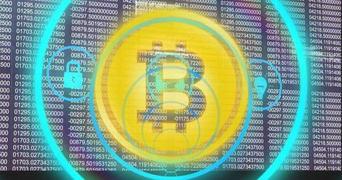 Digital Bitcoin Emblem with Data Processing Background - Download Free Stock Images Pikwizard.com