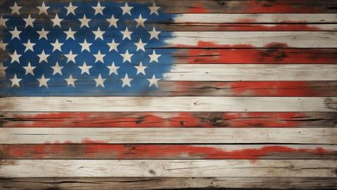 Rustic American Flag Painting on Wooden Planks