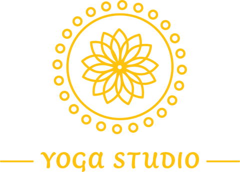 Yellow floral yoga studio logo on transparent background