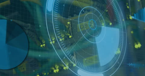 Digital Scope Scanning Computer Server Rack Wireframe Animation