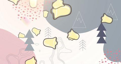 Falling Bells with Geometric Christmas Elements in Modern Illustration