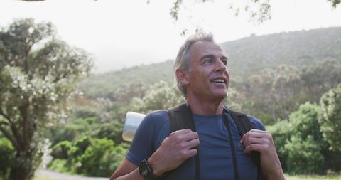 Senior Man Hiking in Mountain Scenery - Download Free Stock Images Pikwizard.com