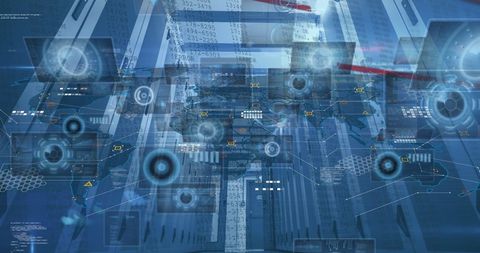 Digital Interfaces Mapping Global Data Over Transparent Server Projection - Download Free Stock Images Pikwizard.com