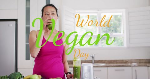 Celebrating World Vegan Day with Green Smoothie - Download Free Stock Images Pikwizard.com