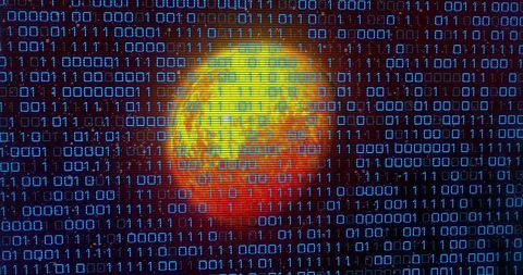 Digital Binary Code Overlaying Glowing Planet Surface - Download Free Stock Images Pikwizard.com