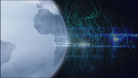 Global Networking with Glowing Green Lines