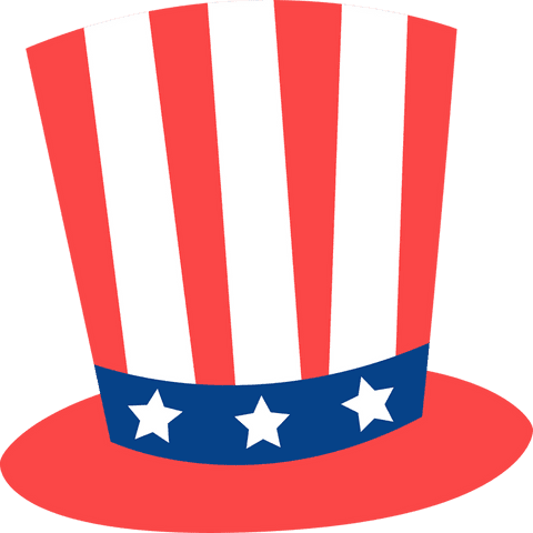 Patriotic top hat illustration with transparent background