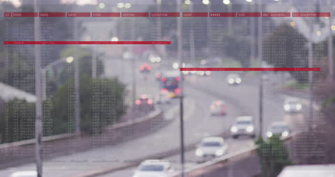 City Traffic and Data Overlay with Futuristic Technology Display