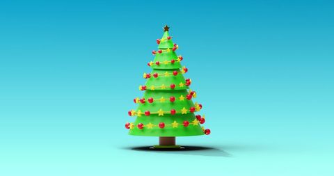 Spinning Christmas Tree Against Blue Background - Download Free Stock Images Pikwizard.com