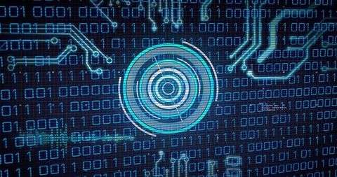 Digital target interface with binary code and circuit patterns