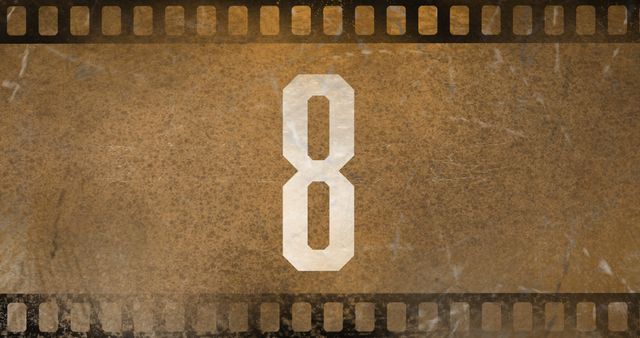 Retro Filmstrip Style Number 8 Overlay on Distressed Background - Download Free Stock Images Pikwizard.com