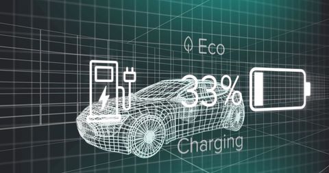 Electric Vehicle Charging Status Interface on 3D Car Model - Download Free Stock Images Pikwizard.com