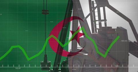 algeria financial growth in oil industry with data overlay - Download Free Stock Images Pikwizard.com
