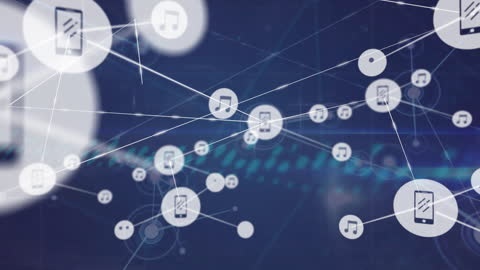 Digital Network Connectivity with Floating Icons
