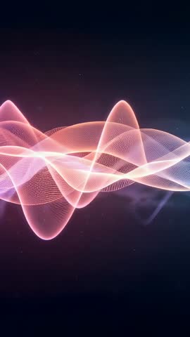 Glowing Waveform Ribbons Flowing Through Dark Void Vertical Loop for Motion Backgrounds