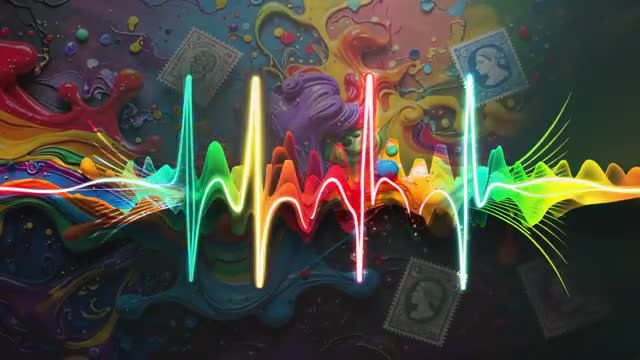 Dynamic Waveform Rising Over Multicolored Abstract Background