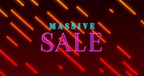 Massive Sale Neon Sign with Vibrant Lines on Dark Background - Download Free Stock Images Pikwizard.com