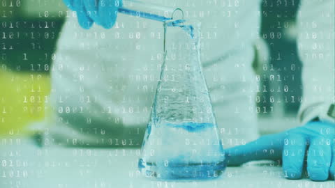 Scientific Research Concept with Binary Code Overlay