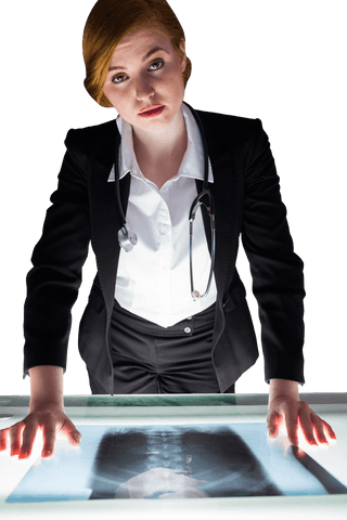 confident female doctor analyzing x-ray on transparent background - Download Free Stock Videos Pikwizard.com