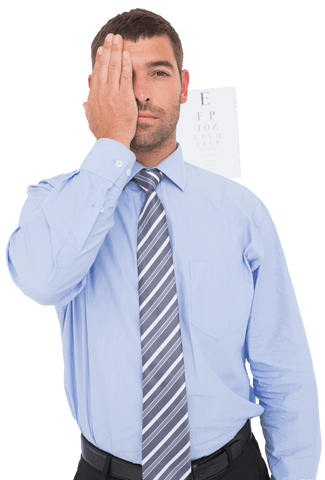 transparent image of businessman covering one eye for vision test - Download Free Stock Videos Pikwizard.com