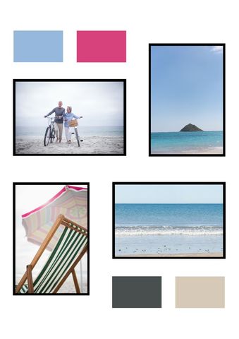Beach Vacation Collage with Happy Couple and Scenic Seascapes - Download Free Stock Templates Pikwizard.com