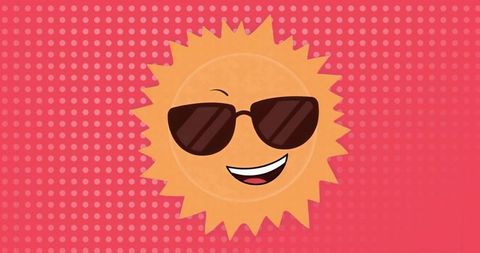 Playful sun with sunglasses on pop art background