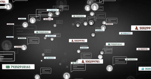 Digital Social Media Interface with Floating Icons