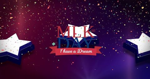 Colorful confetti and star icons celebrating mlk jr. Day