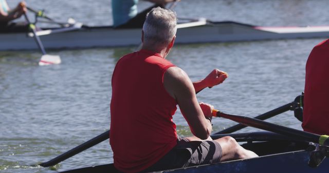 Senior Man Rowing and Enjoying Outdoor Water Activity - Download Free Stock Images Pikwizard.com