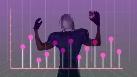 Silhouette of Football Player Over Graph with Digital Analysis